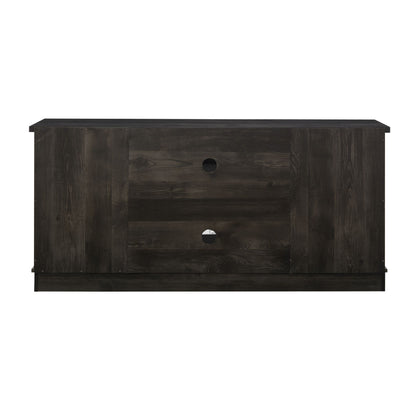IMKHK TV Stand with Remote Control Fireplace, Media Entertainment Center for TVs up to 70", Farmhouse TV Console Table with Sliding Glass Doors and 2 Storage Cabinets for Living Room, Charcoal Gray