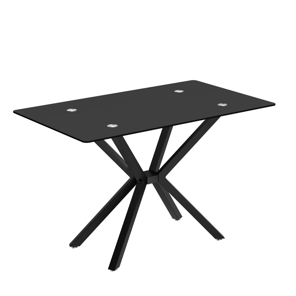 Holaki 47.24'' Rectangular Tempered Glass Dining Table for Dining Room, Living Room, Office