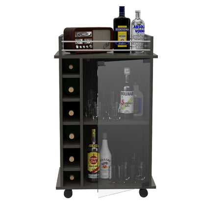 TUHOME Dukat Kitchen Bar Cart with Glass Door, Espresso