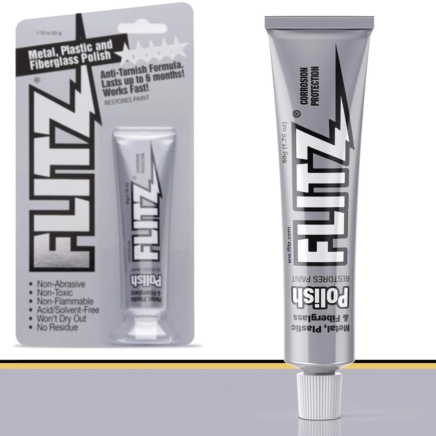 Flitz Multi-Purpose Polish and Cleaner Paste for Metal, Plastic, Fiberglass, Aluminum, Jewelry, Sterling Silver: Great for Headlight Restoration + Rust Remover, Made in the USA