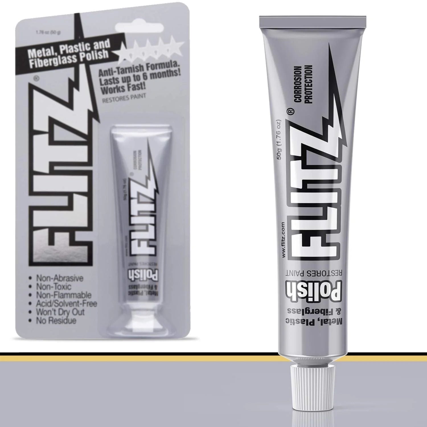 Flitz Multi-Purpose Polish and Cleaner Paste for Metal, Plastic, Fiberglass, Aluminum, Jewelry, Sterling Silver: Great for Headlight Restoration + Rust Remover, Made in the USA