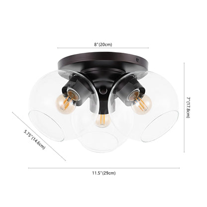 JONATHAN Y Iris 11.5" 3-Light Farmhouse Rustic Iron/Glass LED Semi Flush Mount, Oil Rubbed Bronze/Clear