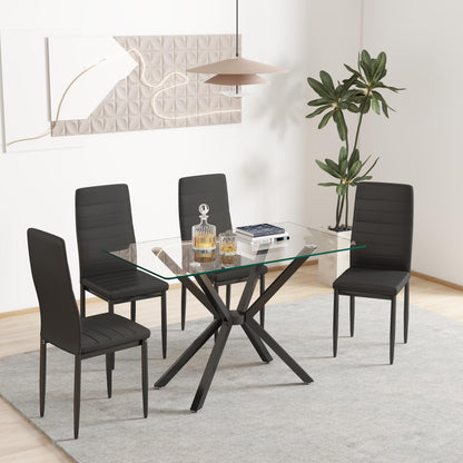 Holaki 47.24'' Rectangular Tempered Glass Dining Table for Dining Room, Living Room, Office