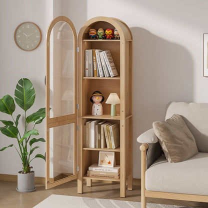 Fiogmub Tall Arched Storage Display Cabinet, Arched Pantry Cabinet with Doors, Acrylic Glass Doors