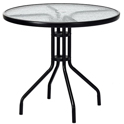 Patiojoy 32" Round Garden Bar Glass Table Patio Umbrella Deck Outdoor Furniture