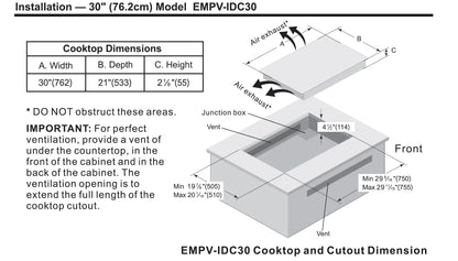 Empava 30° EMPV-IDC30 Induction Cooktop with 4 Booster Burners on Black Vitroceramic Glass