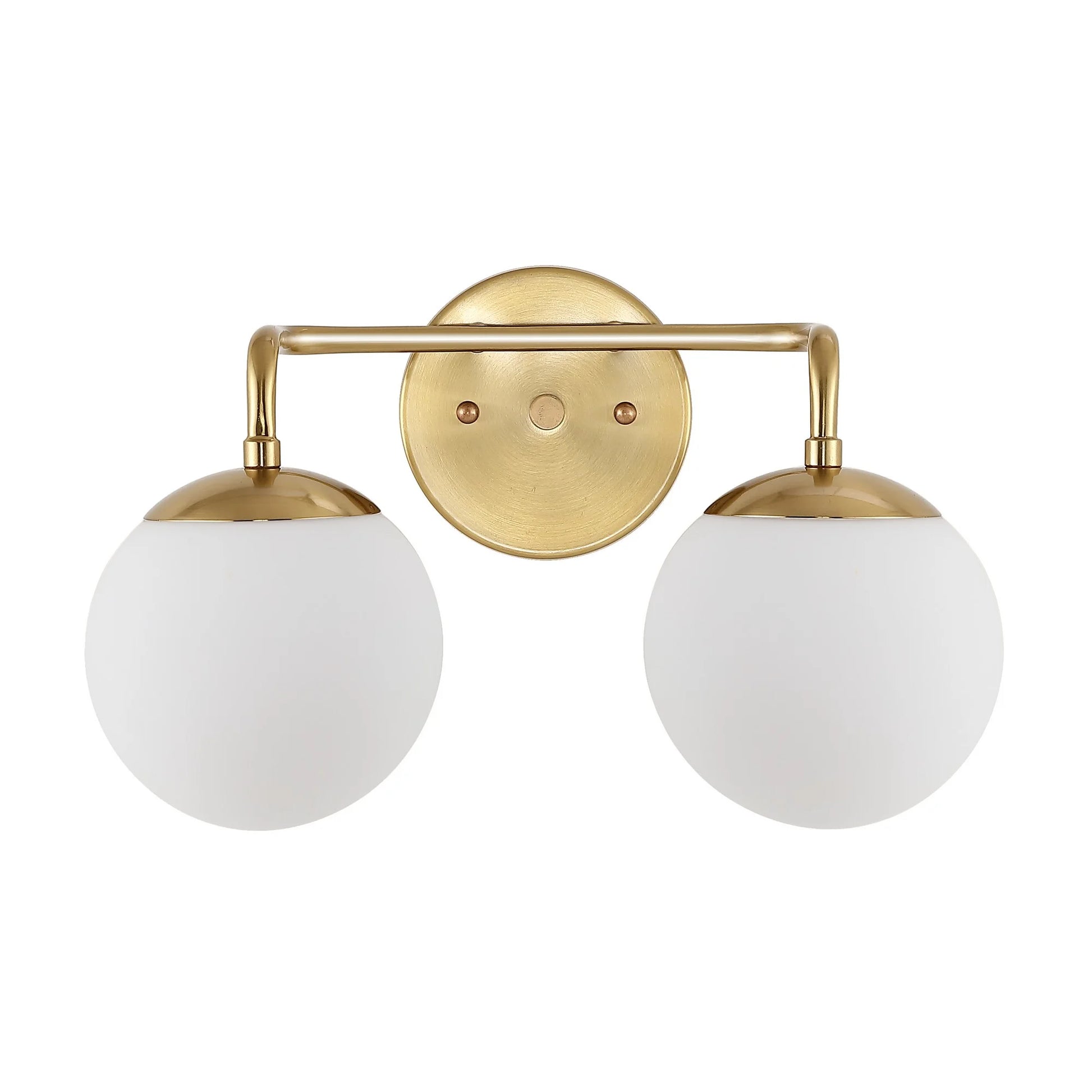 JONATHAN Y Louis Parisian Globe 15" 2-Light Metal/Frosted Glass Modern Contemporary LED Vanity, Brass Gold