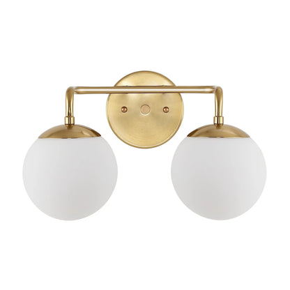 JONATHAN Y Louis Parisian Globe 15" 2-Light Metal/Frosted Glass Modern Contemporary LED Vanity, Brass Gold