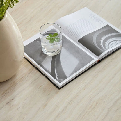 Fiberglass Square Coffee Table for Living Room, Imitation Stone Tabletop, No Assembly