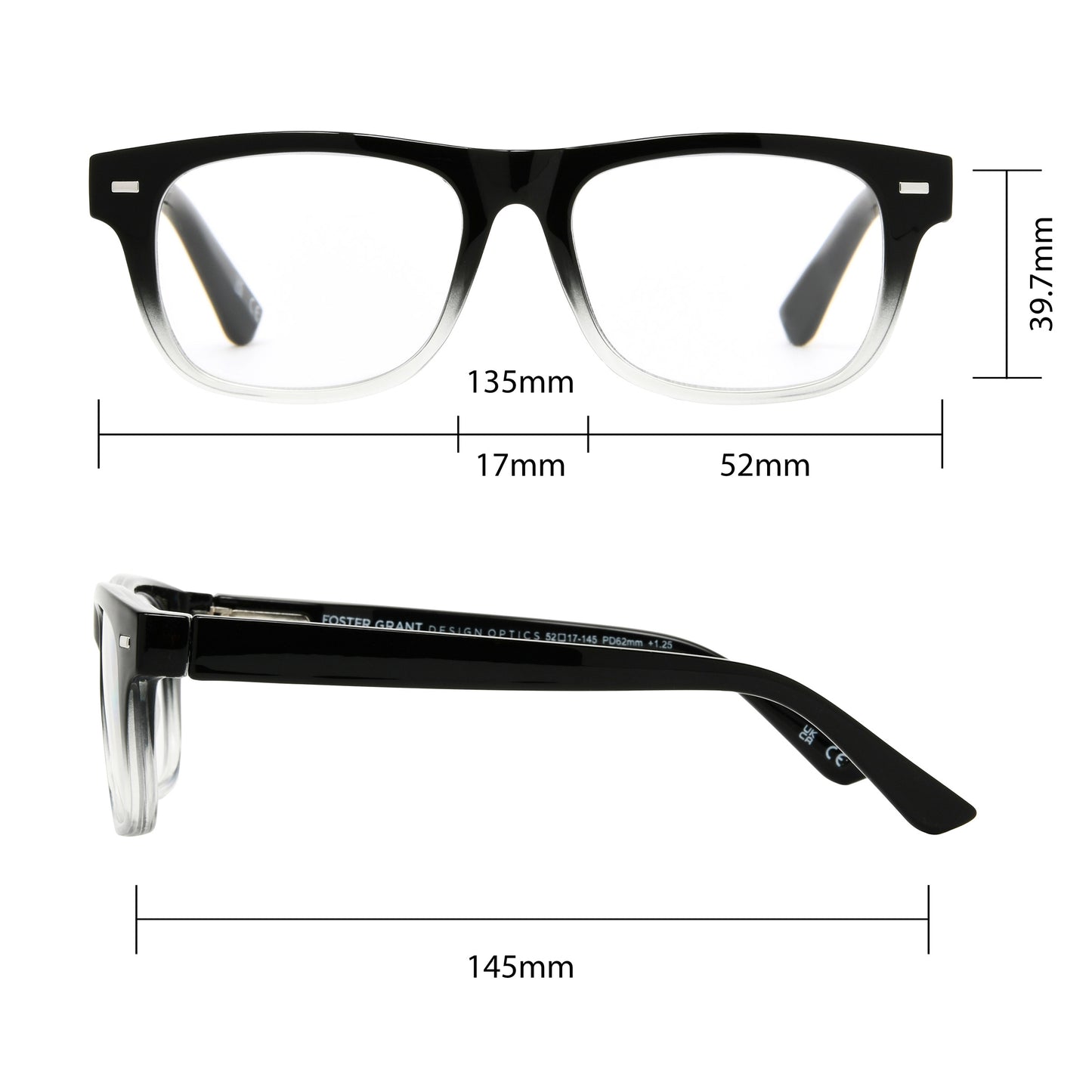 Design Optics by Foster Grant #818 Square Way Style Reading Glasses, 3-pack