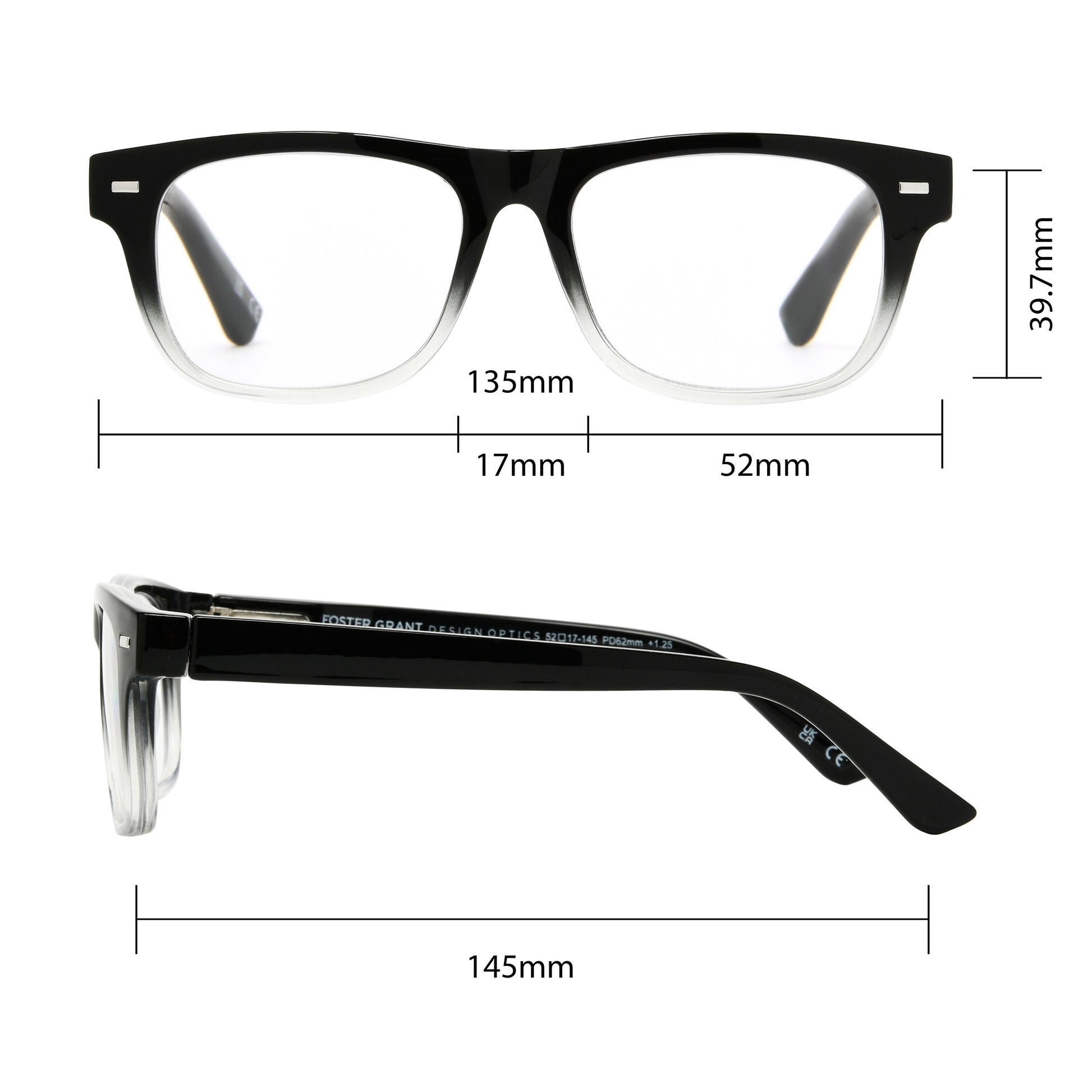 Design Optics by Foster Grant #818 Square Way Style Reading Glasses, 3-pack