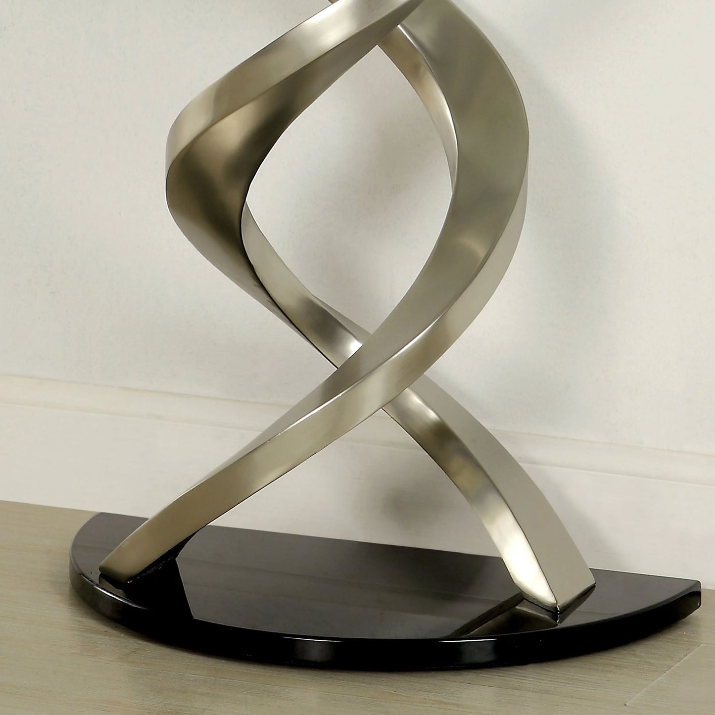 Furniture of America Sele Contemporary Silver 45-inch Glass Top Half-moon Sofa Table by