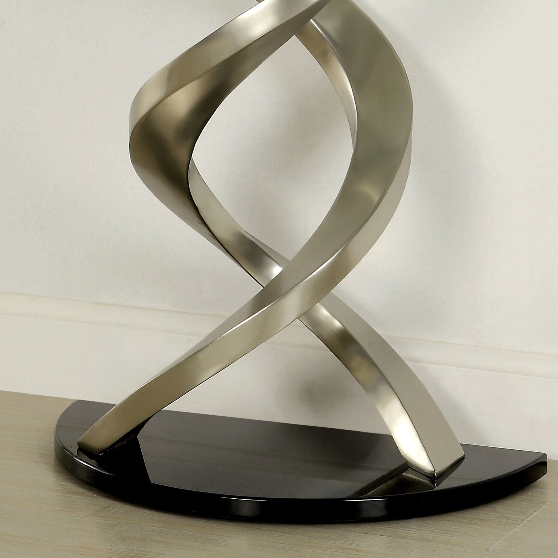 Furniture of America Sele Contemporary Silver 45-inch Glass Top Half-moon Sofa Table by