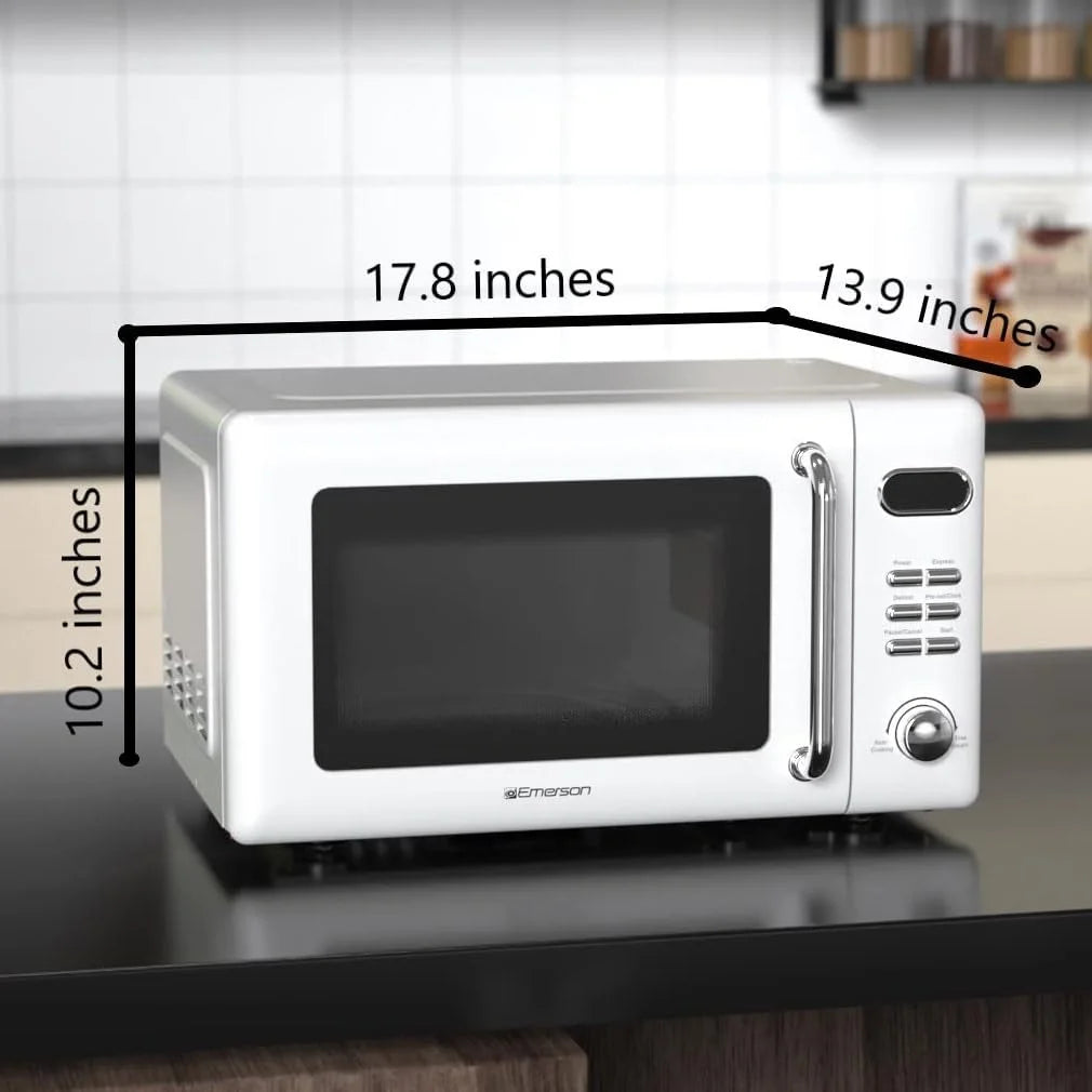 Countertop Microwave Oven with Push Button Control, LED Display, 700W 5 Power Levels, 8 Auto Menus, Glass Turntable and Child Safety Lock, 0.7-inchThunderbird Blue