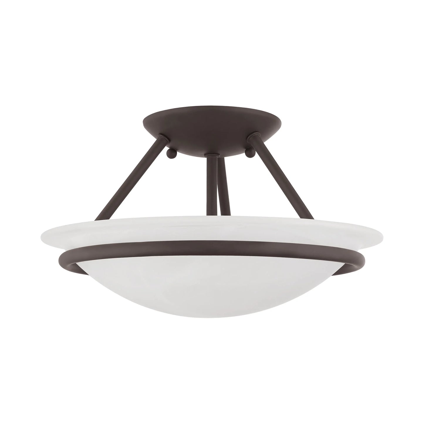 Livex Lighting Newburgh Black/White Stainless Steel/Alabaster Glass Ceiling Mount