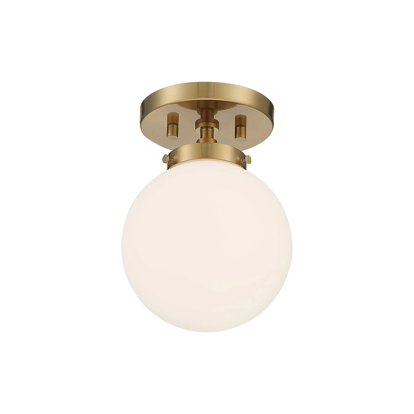 Possini Euro Design Jilly Modern Ceiling Light Semi Flush Mount Fixture 6 3/4" Wide Warm Antique Brass White Glass Globe Shade for Bedroom Living Room