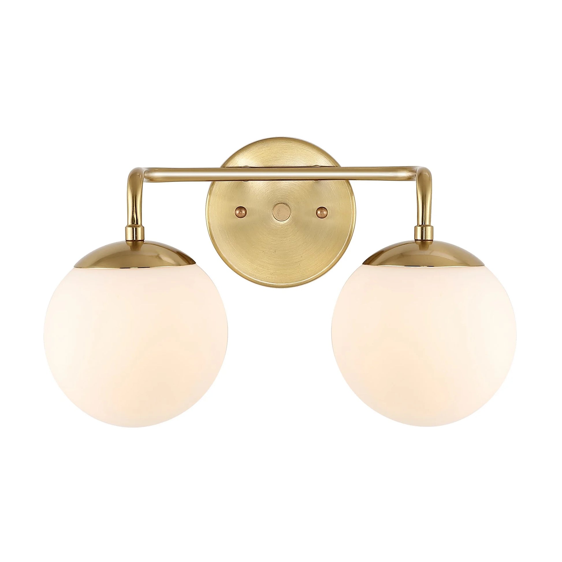 JONATHAN Y Louis Parisian Globe 15" 2-Light Metal/Frosted Glass Modern Contemporary LED Vanity, Brass Gold