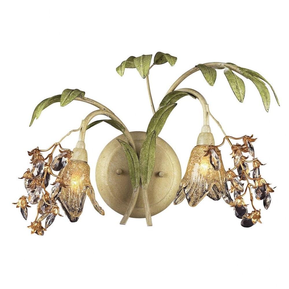 Elk Home Huarco 16′′ 2-light Glass Floral-shaped Wall Lamp in Sage Green