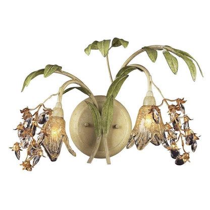 Elk Home Huarco 16′′ 2-light Glass Floral-shaped Wall Lamp in Sage Green