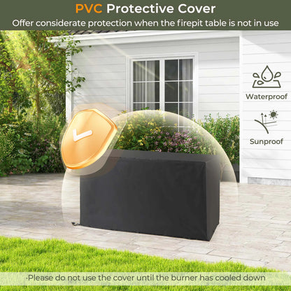 Costway 45" Propane Rattan Firepit Table with Glass Stones & Protective Cover Metal Frame