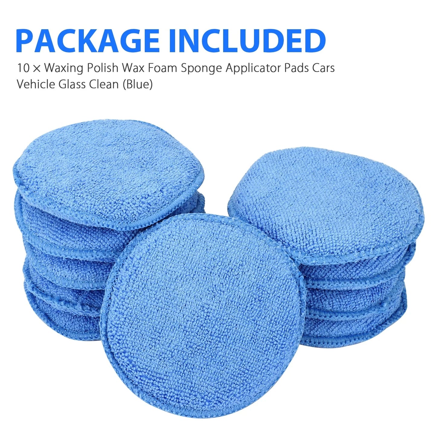 10pcs Microfiber Wax Applicator, EEEkit Ultra-Soft Microfiber Waxing Polish Car Applicator Pads, Foam Sponge Wax Applicator Pads for Cars Vehicle Glass Clean (Blue, 5" Diameter)