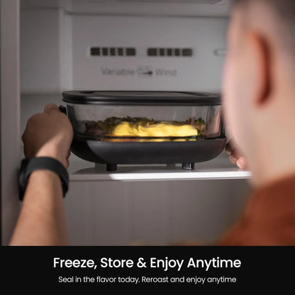 Kismile 5-in-1 Portable Glass Multifunctional Air Fryer with 360° Visualization, 2 Sizes 2.6QT/4.7QT with Lids, 1500W, Refrigerator& Dishwasher Safe