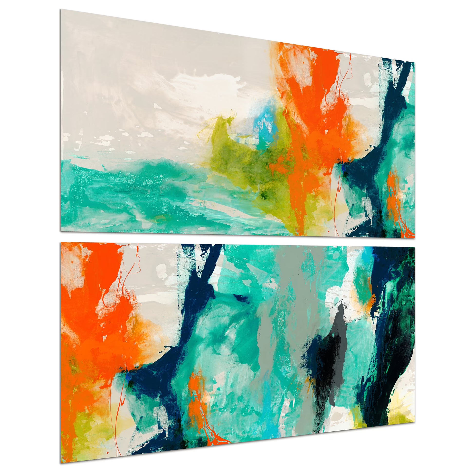 Empire Art Direct Tidal Abstract 2 Frameless Free Floating Tempered Glass Panel Graphic Wall Art, 24" x 48" x 0.2", Ready to Hang