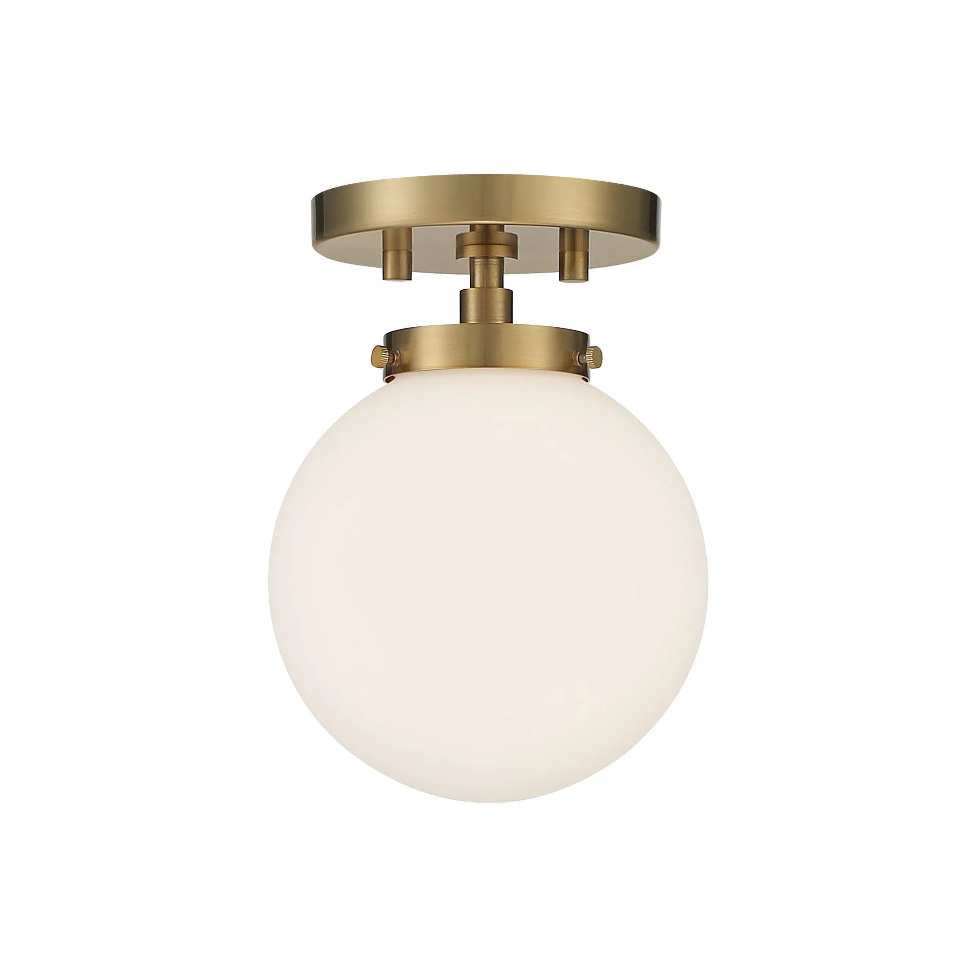 Possini Euro Design Jilly Modern Ceiling Light Semi Flush Mount Fixture 6 3/4" Wide Warm Antique Brass White Glass Globe Shade for Bedroom Living Room