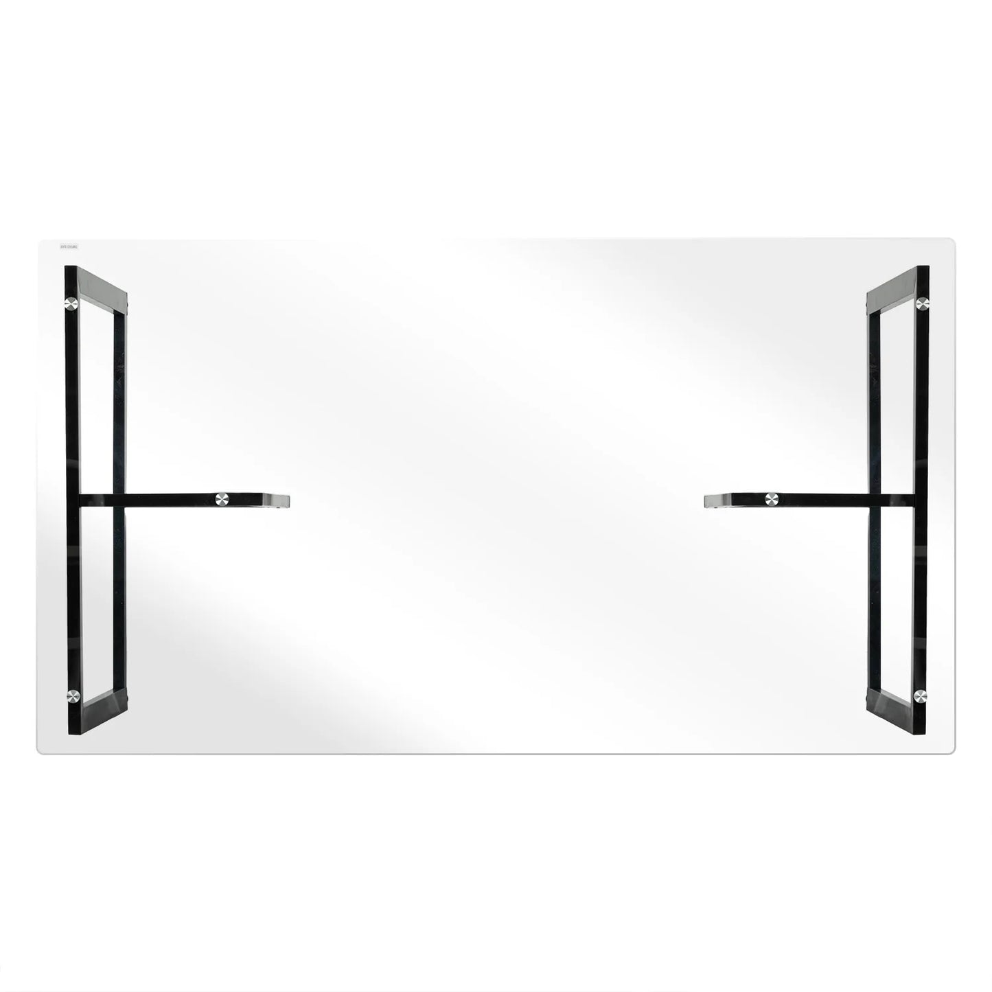 Homycasa Modern Glass Dining Table with Black Metal Legs