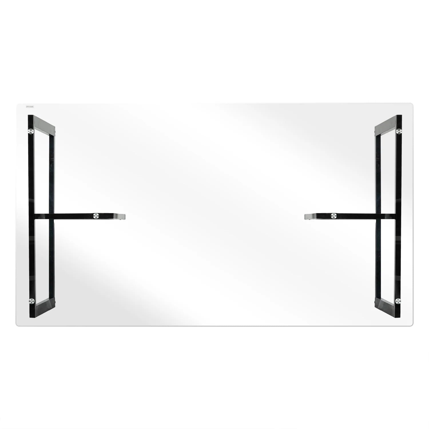Homycasa Modern Glass Dining Table with Black Metal Legs