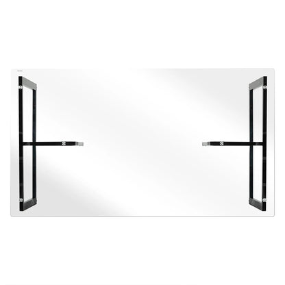 Homycasa Modern Glass Dining Table with Black Metal Legs