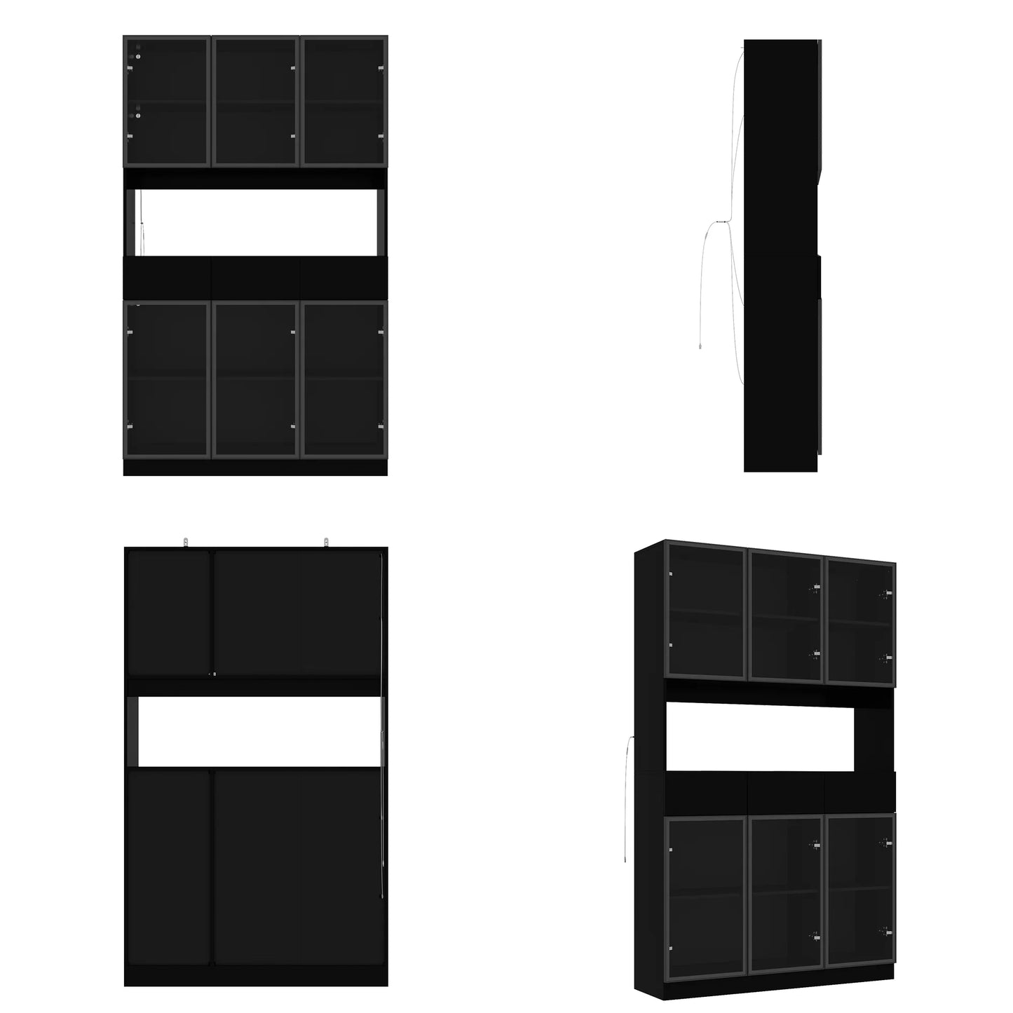 KULAGAGA Bookcases Organizer with LED Lights, Heavy Duty Display Cabinet with Glass Door for Living Room, 31.5" Wide