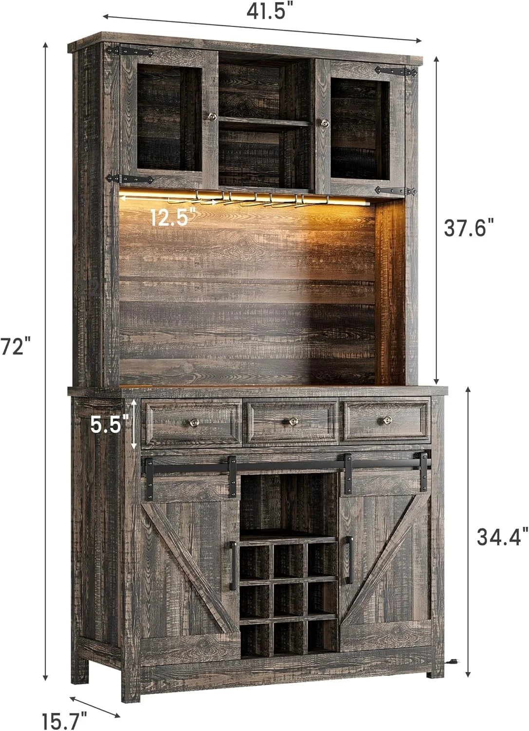 35.4" Sideboard Buffet Cabinets with Storage, Kitchen Coffee Bar Cabinet with Glass Door, Modern Sideboard Buffet with Drawer, White Sideboard Cabine for Living Room, Dining Room, Kitchen