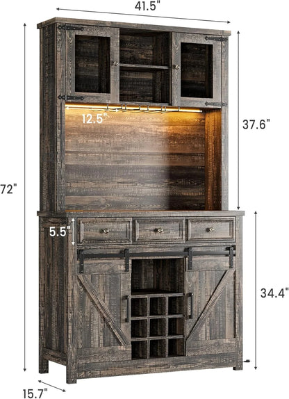 35.4" Sideboard Buffet Cabinets with Storage, Kitchen Coffee Bar Cabinet with Glass Door, Modern Sideboard Buffet with Drawer, White Sideboard Cabine for Living Room, Dining Room, Kitchen