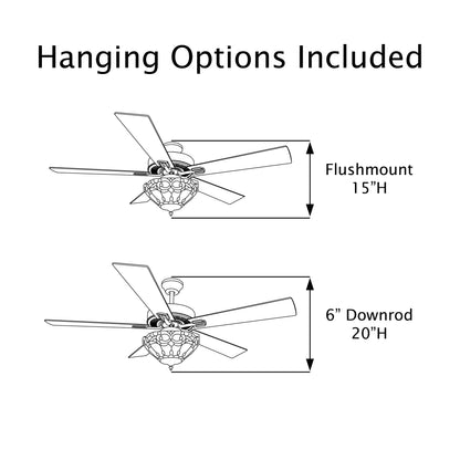 River of Goods Della Oil-Rubbed Bronze and Stained Glass 52-Inch 3-Light Remote-Controlled Ceiling Fan Ivory with Aqua