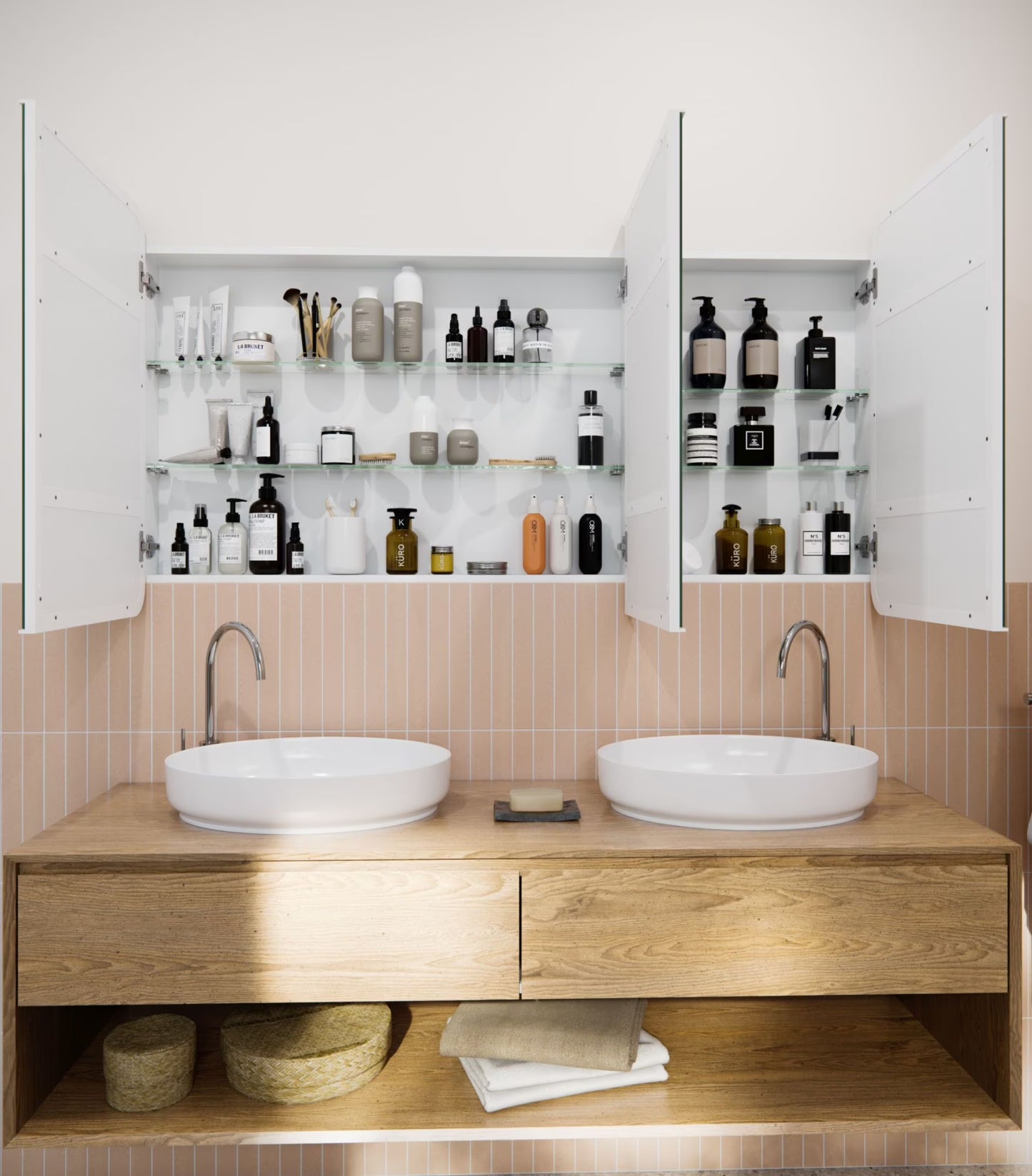 Glass Warehouse Stainless Steel Square Medicine Cabinet Satin Brass
