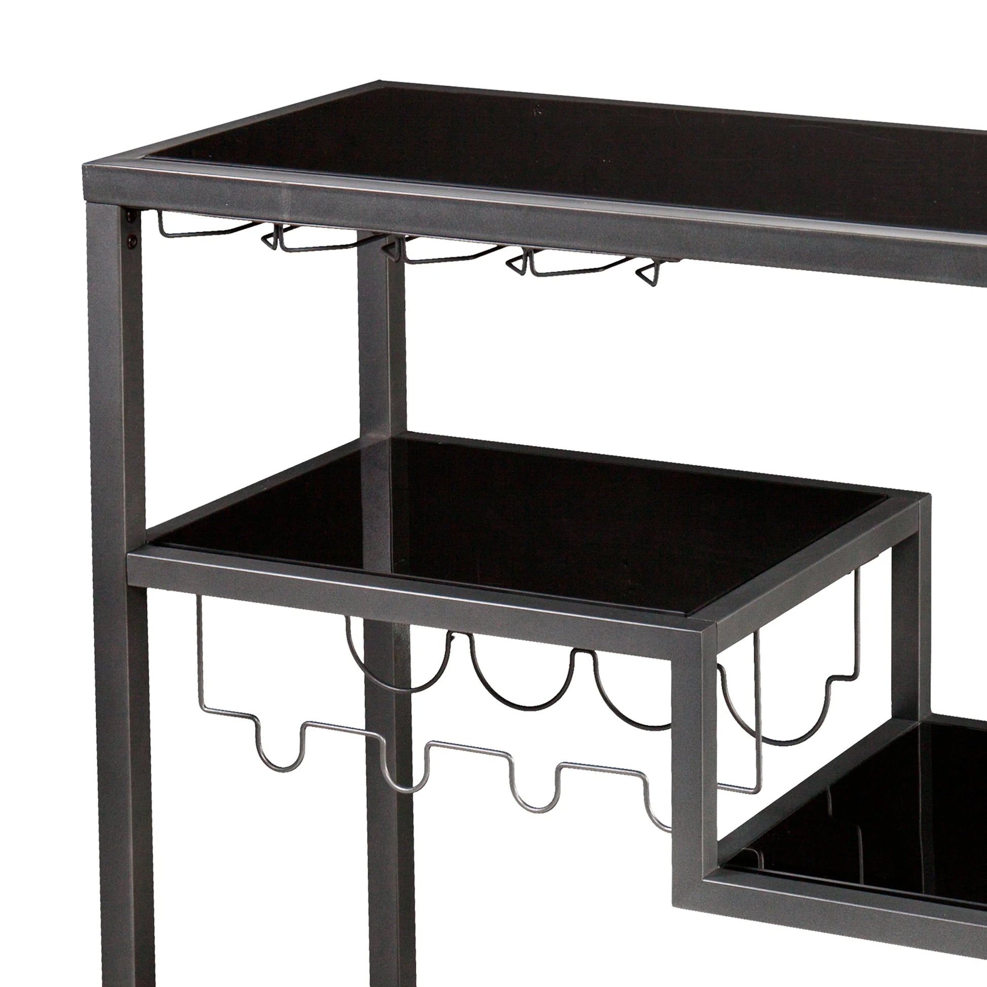 Holly & Martin Zephs indoor Bar Cart - Gunmetal Gray with Black Glass 40 x 37.5