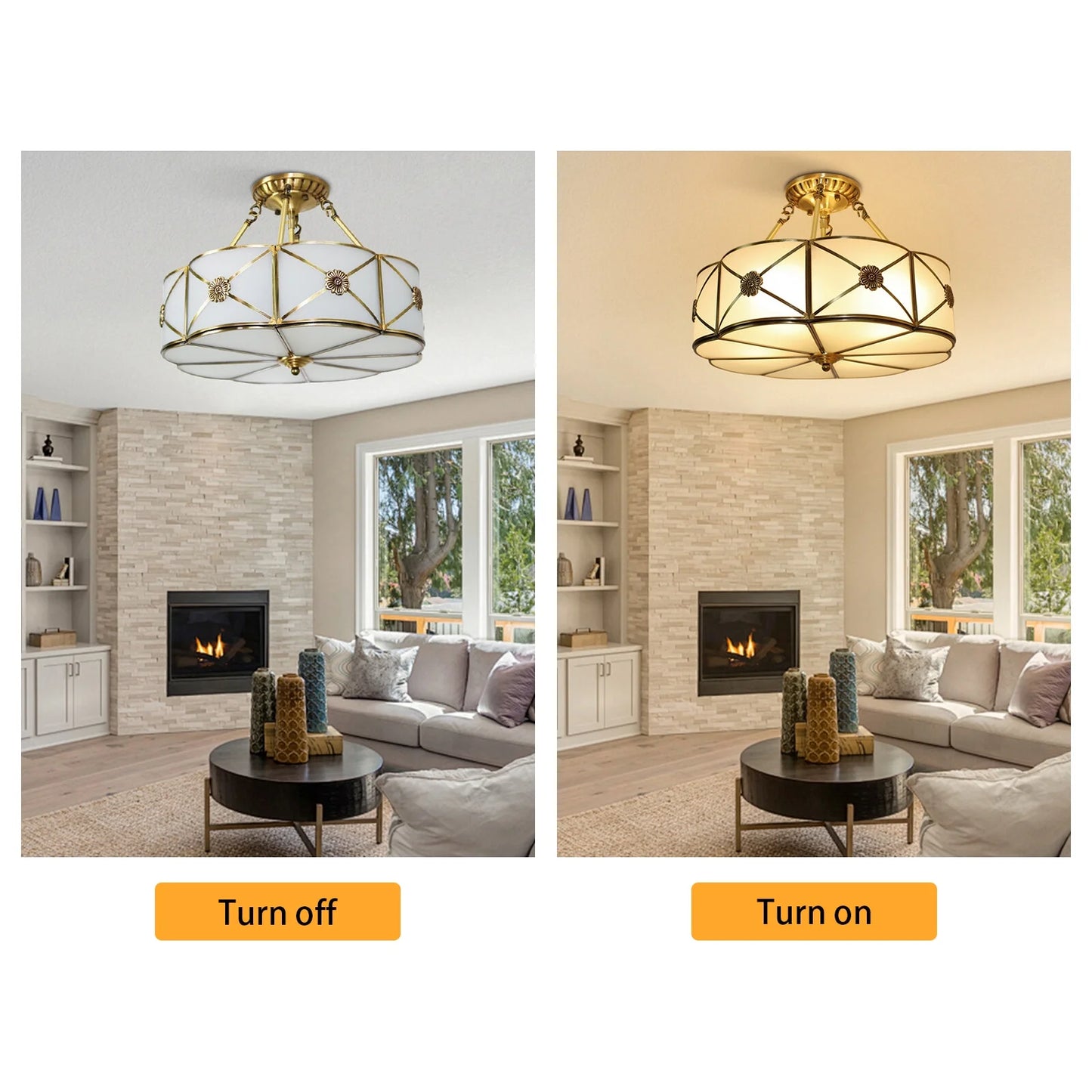 Miumaeov Vintage Ceiling Light Flush Mount Chandelier Stained Glass Pendant Lamp Fixture 110-220V