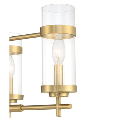 Possini Euro Design Mikel Soft Gold Linear Island Pendant Chandelier 42" Wide Modern Clear Glass Shade 6-Light Fixture for Dining Room House Kitchen