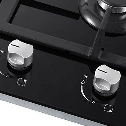 Amzgachfktch 4 Burners 24 inch Gas Cooktop Stainless Tempered Glass Natural Gas/LPG Convertible