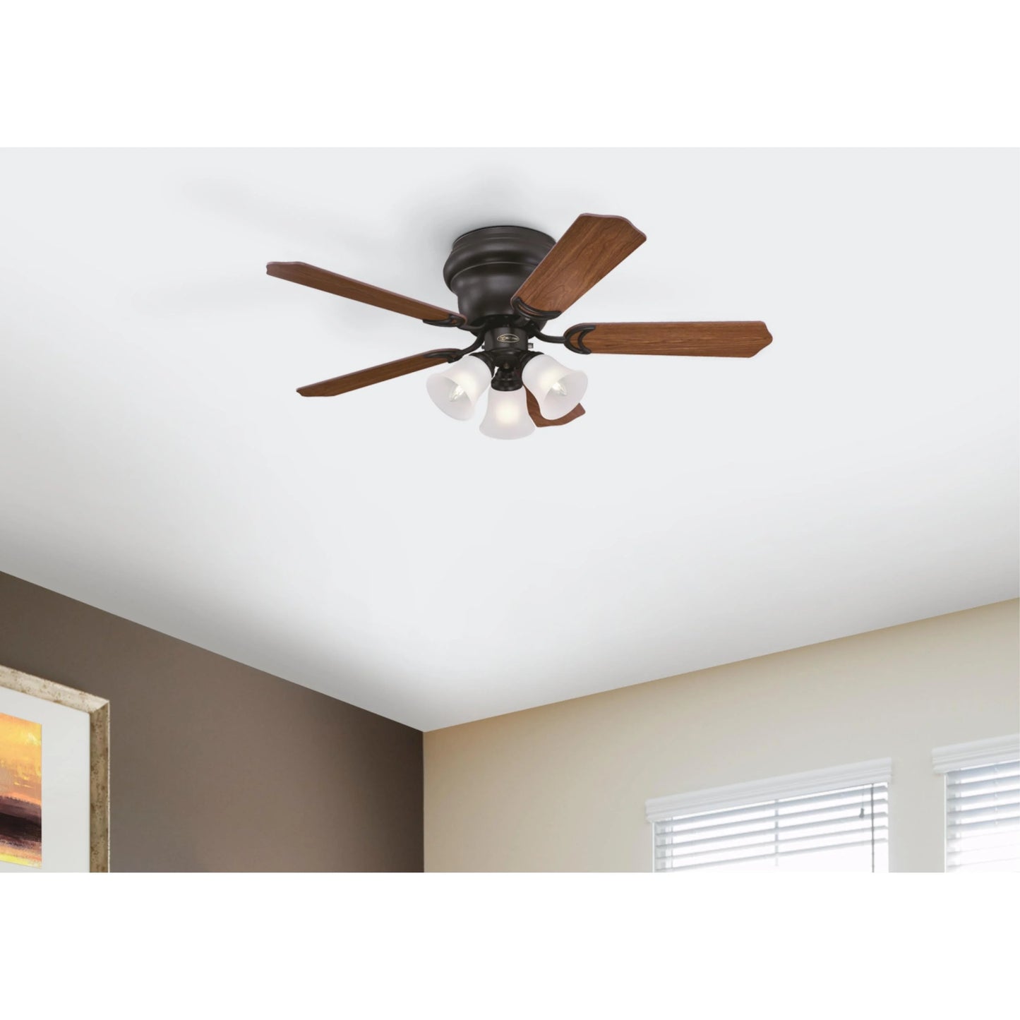 Westinghouse Contempra Trio 42 in. Oil Rubbed Bronze Finish Reversible Blades (Dark Cherry/Walnut) Frosted Glass