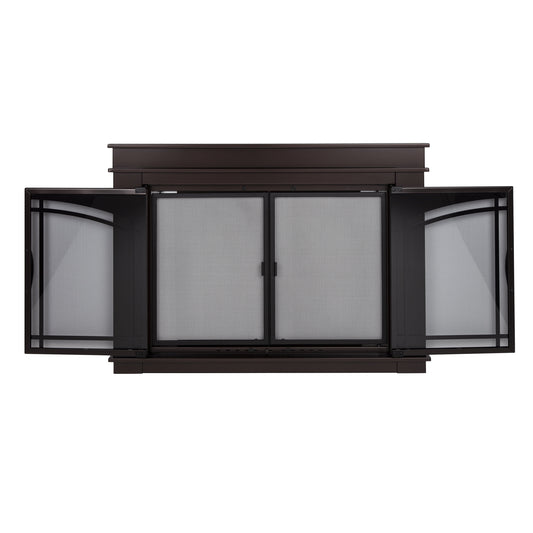 Pleasant Hearth Fenwick Glass Firescreen Oil Rubbed Bronze - Medium