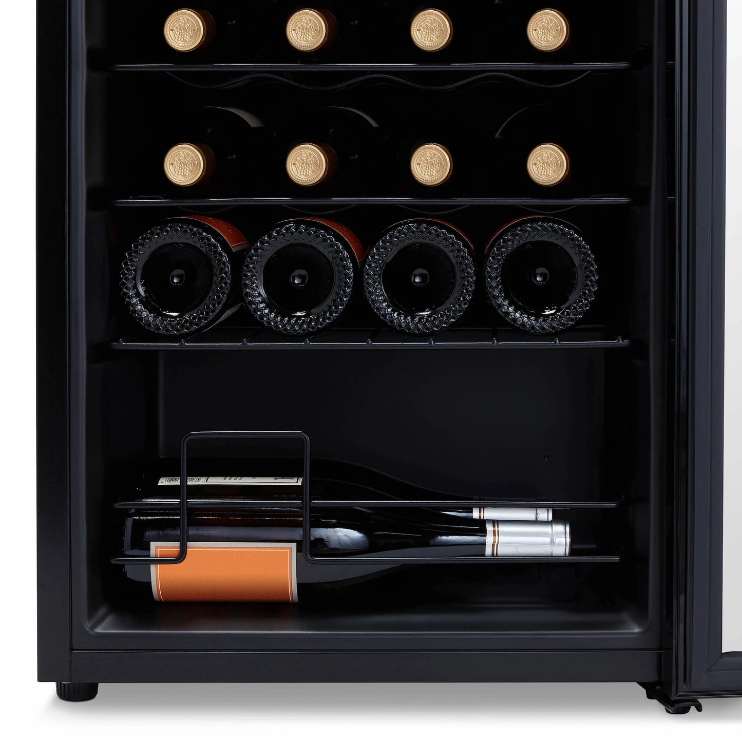 Newair Shadow Series Wine Cooler Refrigerator 24 Bottle, Freestanding Mirrored Wine Fridge with Double-Layer Tempered Glass Door & Compressor Cooling for Reds, Whites, and Sparkling Wine