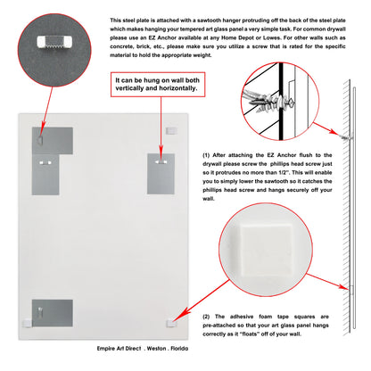 Empire Art Direct Finale Rectangular Beveled Mirror on Free Floating Printed Tempered Art Glass - Clear - 40" x 30"