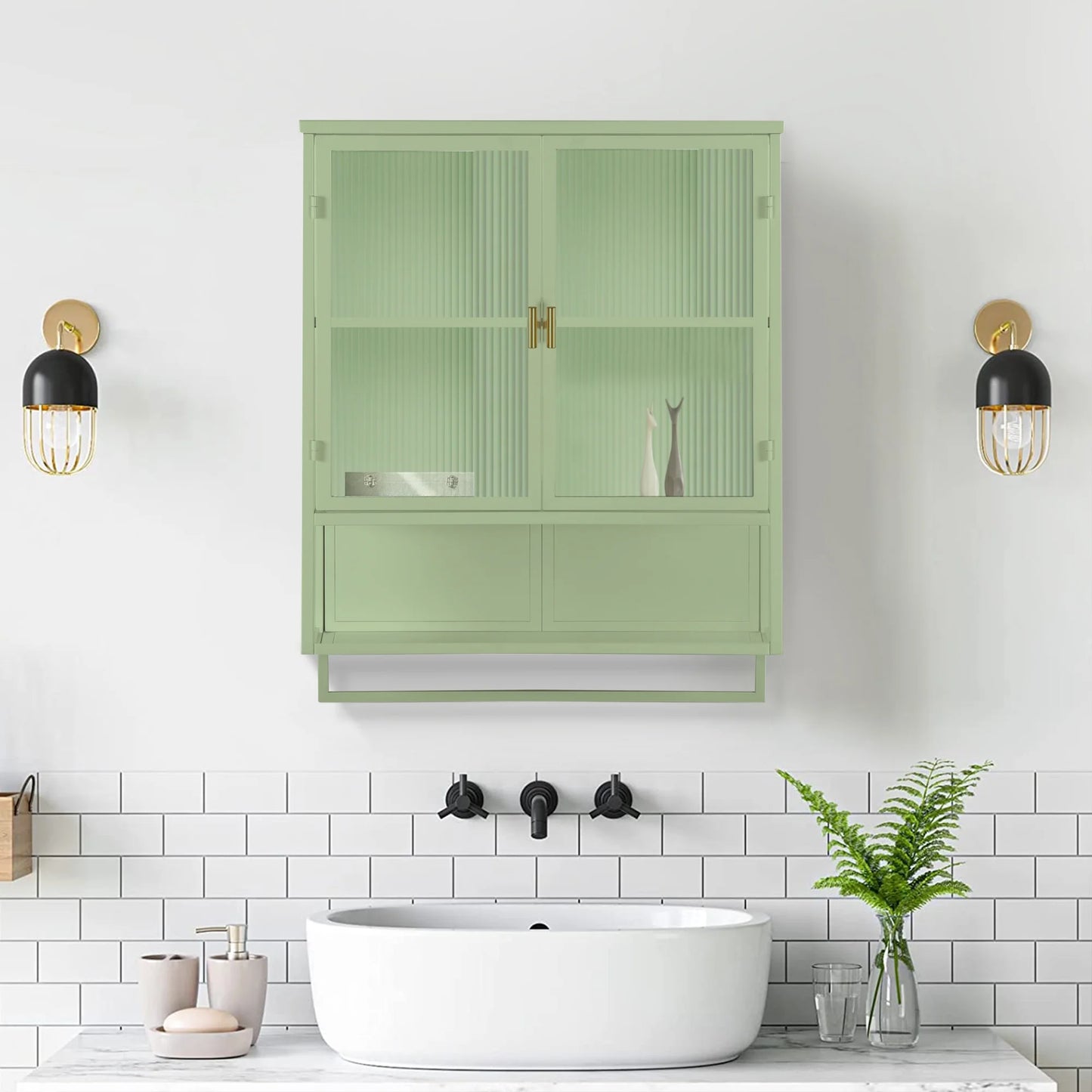 Heyizhuo 23.62" Glass Doors Modern Two-door Wall Cabinet