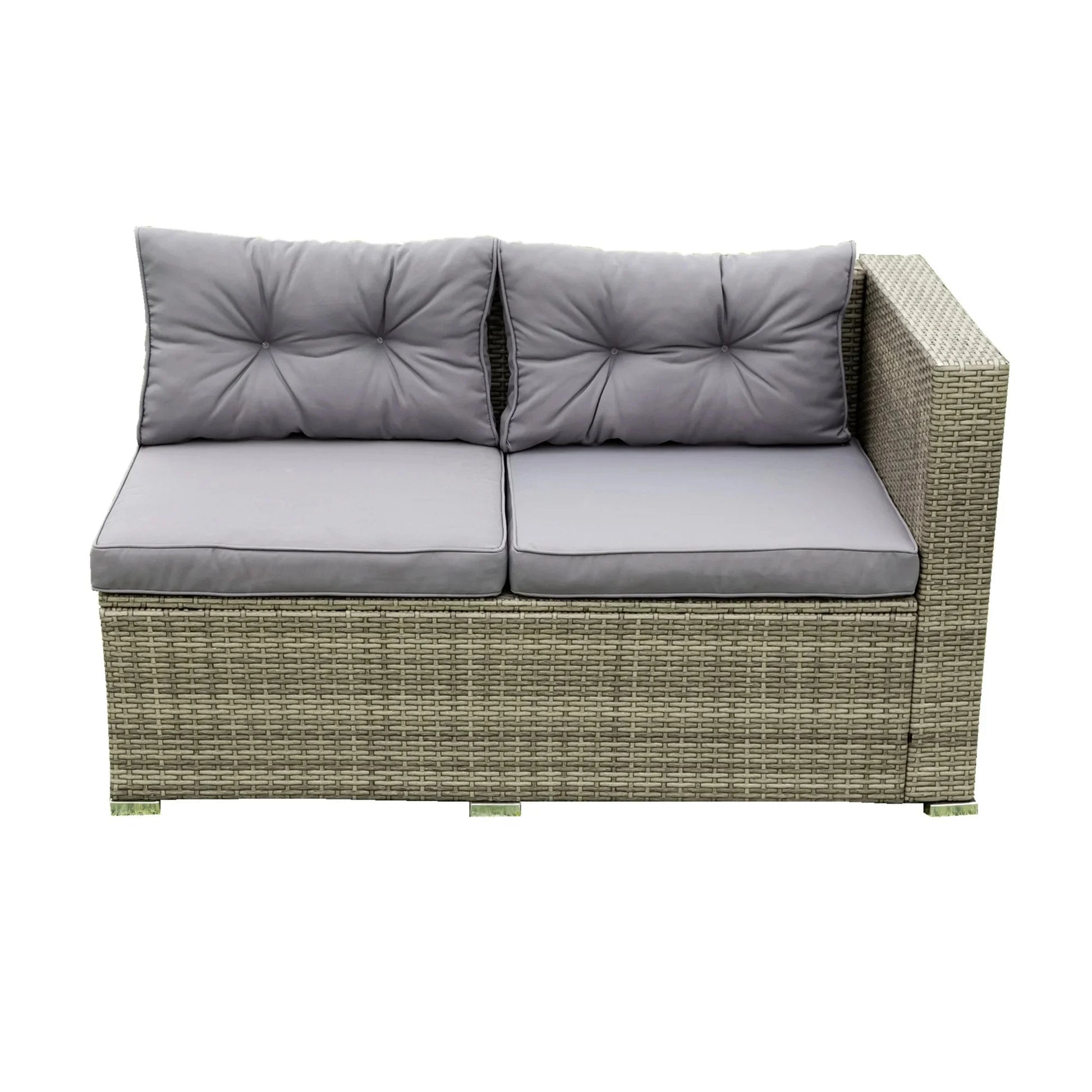 UHOMEPRO 4-Piece Rattan Patio Furniture Sets, All-Weather PE Wicker Patio Conversation Set with Storage Box, Glass Coffee Table, Outdoor Sectional Sofa Set for Backyard Patio Garden Poolside, Gray