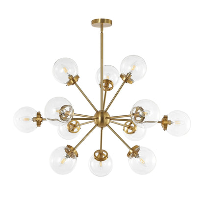 GetLedel 12-Light Modern Sputnik Sphere Chandelier with Glass Globe Shades Gold Finish with Clear Glass Shades N/A Gold