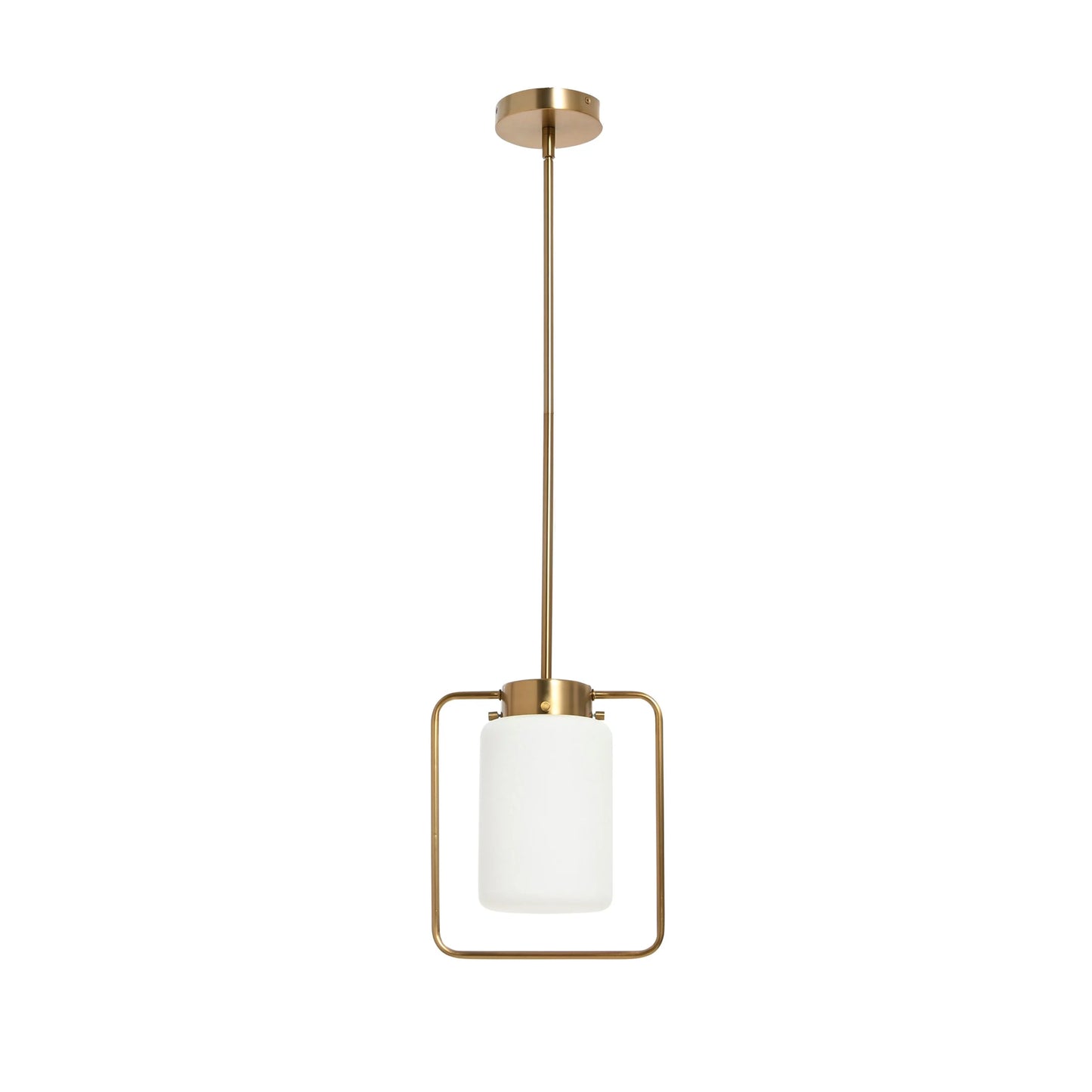 Creative Co-Op Robert Stevenson Lighting Ezra - Metal and Frosted Glass Convertible Flush Mount/Pendant Ceiling Light, Brushed Brass