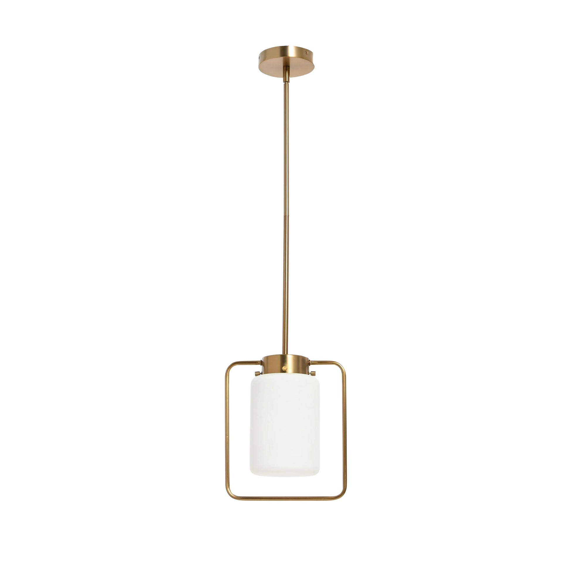 Creative Co-Op Robert Stevenson Lighting Ezra - Metal and Frosted Glass Convertible Flush Mount/Pendant Ceiling Light, Brushed Brass