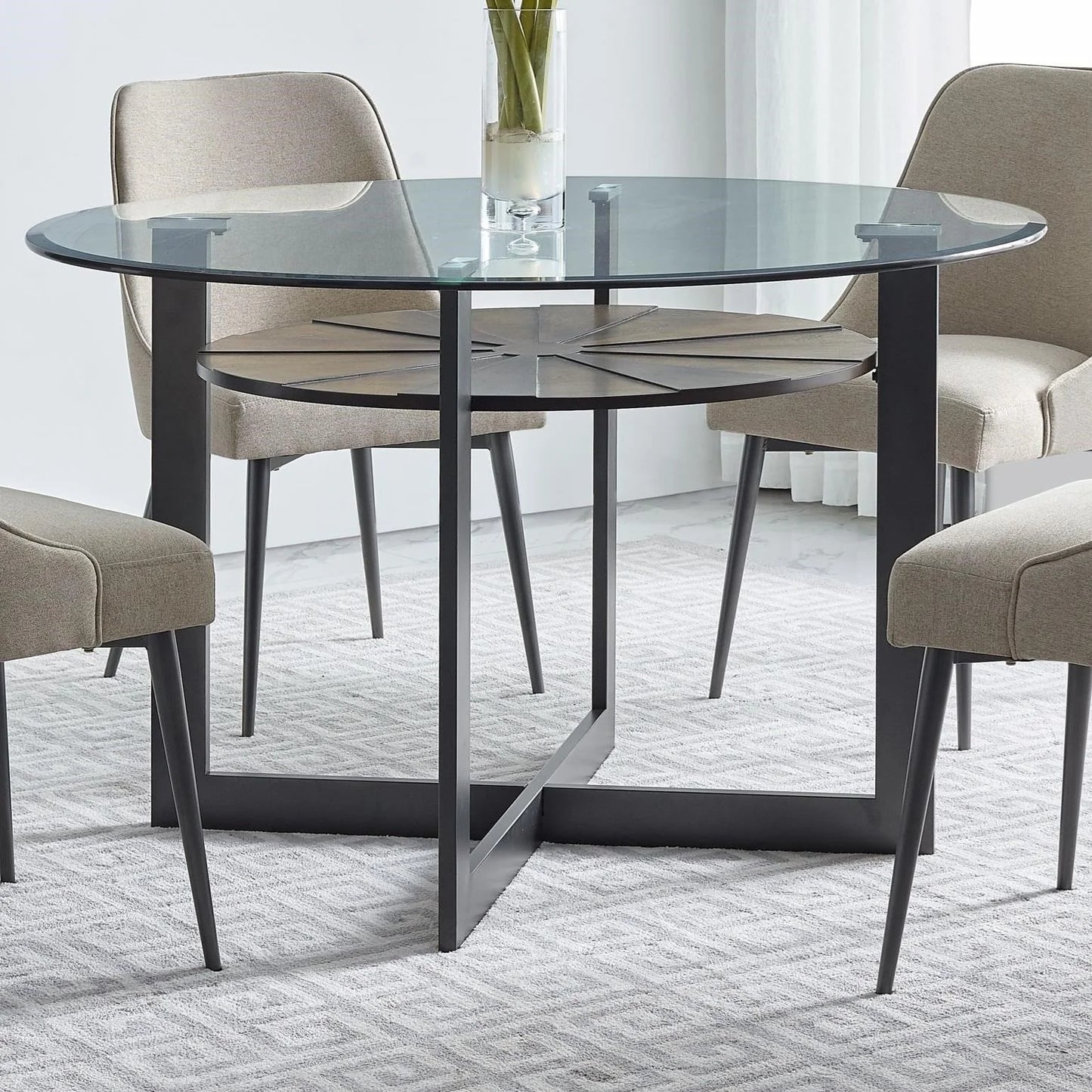 Fab Glass and Mirror Round 0.5-Inch Thick Beveled Polish Tempered Glass Table Top